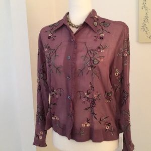 Deep lavender embroidered blouse
